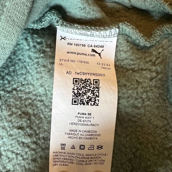 Puma Sage Green & White Snap Front Sweat Jacket Youth M (10/12) - Picture 5 of 5